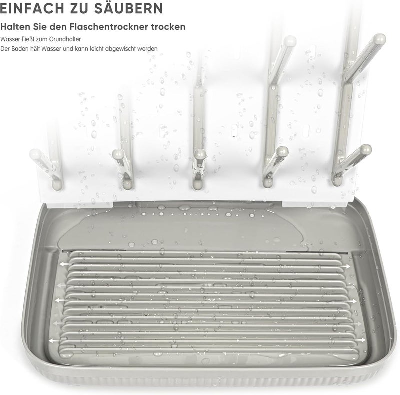 Termichy Baby Bottle Drying Rack: Large Vertical Bottle Dryer Rack Holder - Space Saving Standing Drying Rack for Baby Bottles and Pump Part Cleaning (Khaki) - Image 3